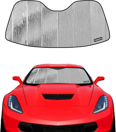 Vista 7 de Pigenius Parasol para parabrisas para Chevy Corvette C7 2014-2019, parasol para ventana delantera, bloquea los rayos UV, cubierta de parabrisas