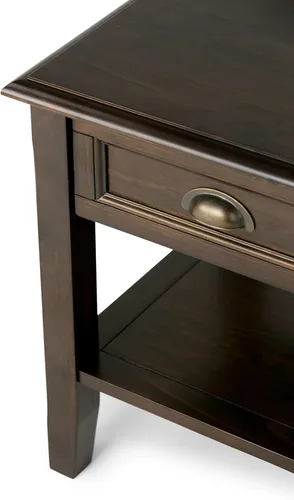 Vista 11 de SIMPLIHOME Burlington - Mesa auxiliar cuadrada de transición de madera maciza de 18 pulgadas de ancho, color marrón caoba para sala de estar