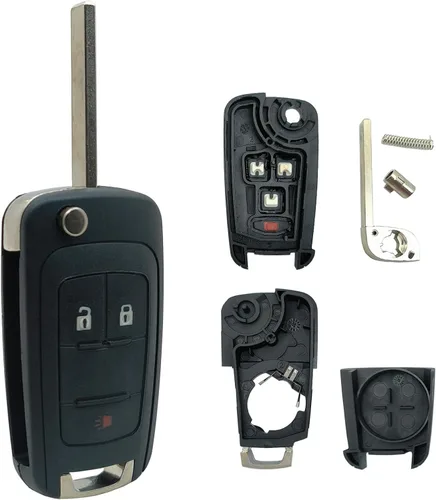 Vista 6 de Carcasa de repuesto para llavero compatible con Chevrolet Chevy Equinox Sonic GMC Terrain, control remoto de entrada sin llave para llave de coche