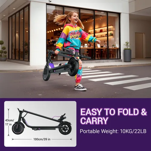Vista 5 de Aovowheel Scooter eléctrico para adultos, plegable E Scooter Conmuting Púrpura-negro