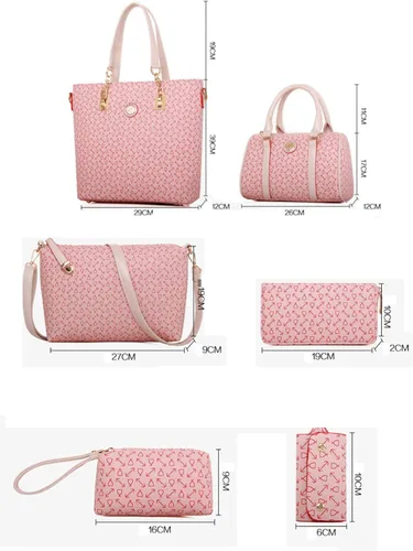 Vista 7 de Juego de 6 bolsos para mujer, de piel sintética, multiusos, clásico, bolsa de hombro