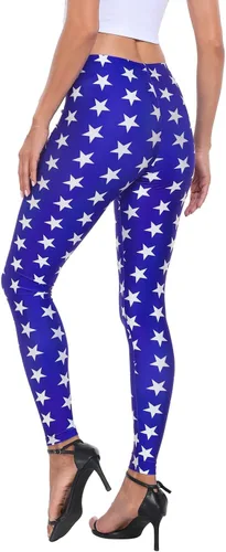 Vista 6 de HDE Leggings de entrenamiento con diseño de moda. Divertidos estampados impresos con gráficos de moda