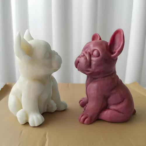 Vista 7 de Moldes de vela 3D Bulldog para hacer velas, molde de silicona con forma de perro para decoración de pasteles de chocolate, lindo animal