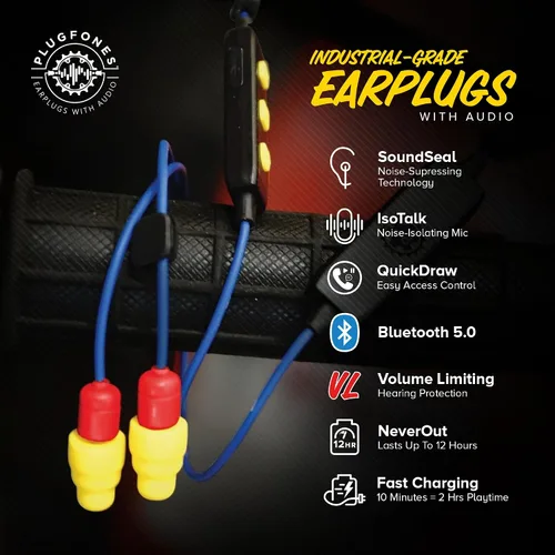Vista 3 de Plugfones FreeReign Volume Limited Auriculares Inalámbricos Bluetooth Intrauditivos Tapones para los Oídos - Auriculares con Reducción de Ruido