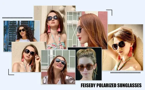 Vista 3 de FEISEDY Gafas de sol polarizadas elegantes clásicas para mujer, gafas de sol cuadradas anchas B2683