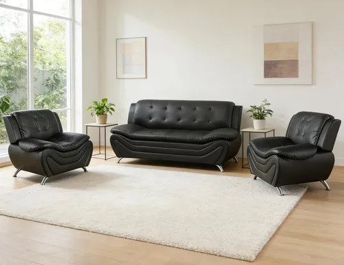 Vista 32 de Sofás de cuero para sala de estar, juego de sofá seccional, juego de 2 piezas de muebles para sala de estar, juego de sofá y sofá biplaza