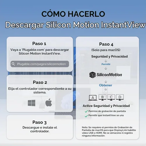 Vista 6 de Adaptador de monitor dual Plugable para sistemas macOS M1/M2/M3/M4, Windows, ChromeOS. Amplia compatibilidad - Adaptador Thunderbolt, USB-C, USB 3.0