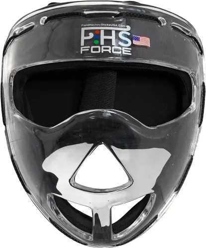 Vista 2 de Máscara facial de hockey sobre césped Clear FORCE Protección transparente para esquinas de penalti, colores disponibles, negro, blanco, azul