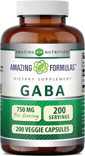 Vista 8 de Amazing Formulas GABA - Suplemento de cápsulas vegetales por porción de 750 mg Sin OMG Sin gluten Fabricado en Estados Unidos Ideal