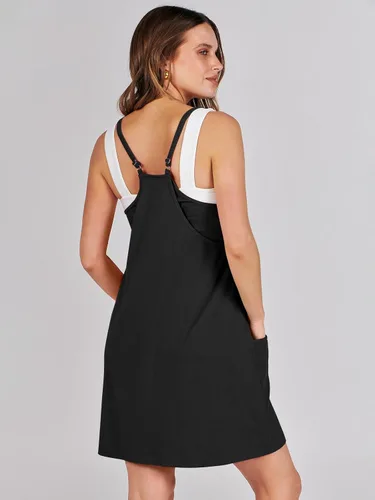 Vista 4 de Caracilia Minivestido de verano para mujer, casual, sin mangas, con tirantes delgados, vestido de verano atlético corto para entrenamiento de tenis