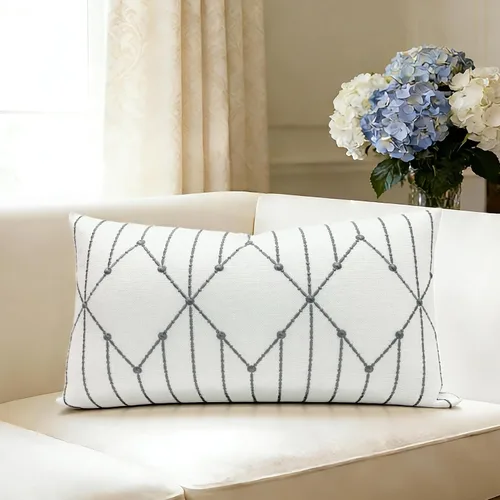 Vista 31 de Slow Cow - Funda de almohada decorativa con bordado, funda de almohada para sofá, funda de almohada de 20 x 20 pulgadas, gris