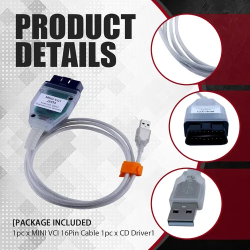 Vista 3 de Cable Mini VCI J2534 v18.00.008, adaptador de escáner OBD2 para GM Tech 2, OBDLink EX, USB, herramienta de diagnóstico para autos FIXD, escáner