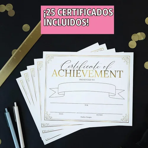 Vista 4 de Certificado de Premios de Logro -25 Certificados de Premio a Granel para Estudiantes y Empleados del Mes, Certificado de Oro, Certificado