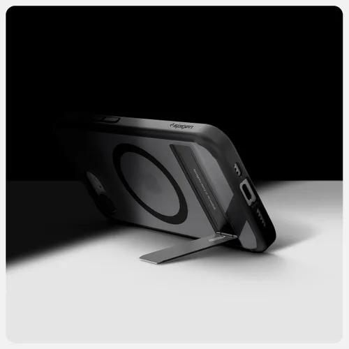Vista 66 de Spigen Funda ultra híbrida S MagFit diseñada para iPhone 15 Pro Max (2023) [Kickstand] [Anti amarillamiento], compatible con MagSafe, transparente