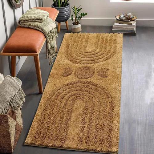 Vista 14 de Alfombras de Baño Bohemias Bonita Alfombra de Baño Bohemia Antideslizante de Microfibra Alfombrilla de Baño Abstracta para Dormitorio Alfombra Beige