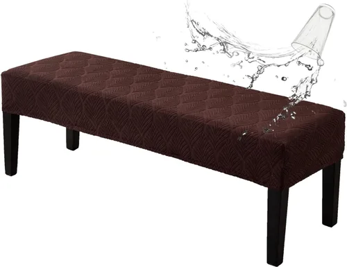 Vista 20 de Genina Fundas impermeables para banco de comedor, protector de asiento de banco de jacquard elástico, funda de banco rectangular para dormitorios