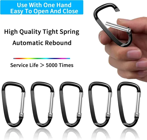 Vista 3 de 2.4 "24pcs pequeño mosquetón clip llavero, aluminio D anillo forma clips con llavero gancho