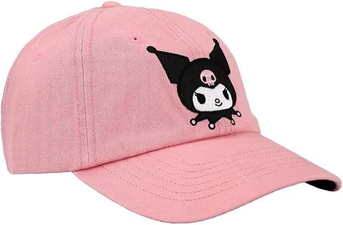 Vista 3 de Bioworld Kuromi - Gorro de sarga de algodón rosa bordado Gris