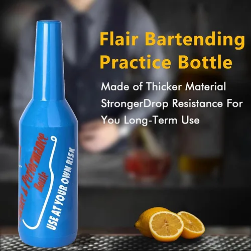 Vista 6 de 1 botella Flair de práctica de barman botellas de práctica de 25 oz/25.4 fl oz Blue Flair Kit de Bartending Bar de entrenamiento de rendimiento
