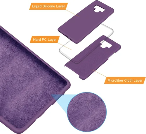 Vista 4 de Diseñada para Galaxy Note 9, silicona líquida de goma de gel a prueba de golpes, forro de tela de microfibra suave, compatible con Galaxy Note9