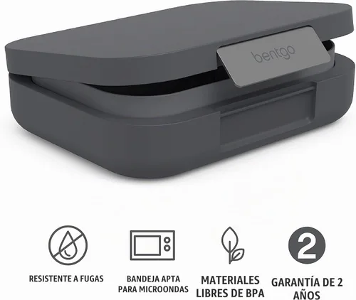 Vista 3 de Bentgo® Juego de lonchera moderna estilo Bento, con taza reutilizable (gris oscuro)