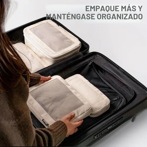 Vista 7 de Aerotrunk Cubos de embalaje de compresión para viajes, paquete de 2, beige