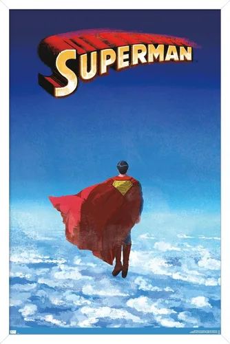 Vista 14 de DC Comics Superman - Póster de pared de nubes de horizonte, 22.4 pulgadas de largo x 14.7 pulgadas de ancho, versión enmarcada de madera de granero