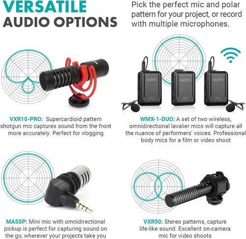 Vista 4 de Movo iVlog5 - Kit de vlogging de director para iPhone - Kit de inicio compatible con Lightning YouTube - Accesorios: trípode, soporte para teléfono
