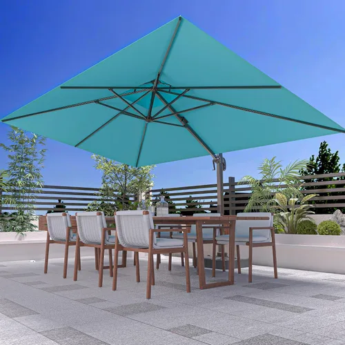 Vista 22 de Sombrilla de 10 x 13 pies para exteriores, sombrilla grande rectangular con viga voladiza, resistente, con rotación de 360°, sombrilla con Beige