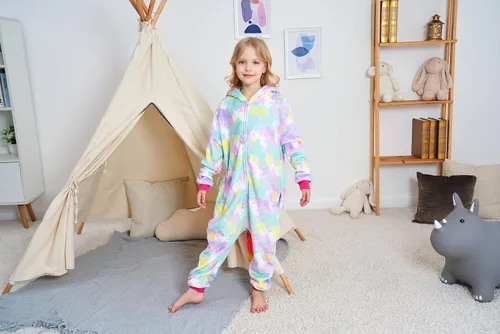 Vista 58 de Pijama de unicornio unisex para niños, enteritos para disfraz, Halloween