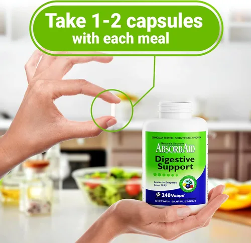Vista 8 de AbsorbAid Enzimas digestivas 240 vCaps, probado para aumentar la absorción de nutrientes vitales hasta en un 71%