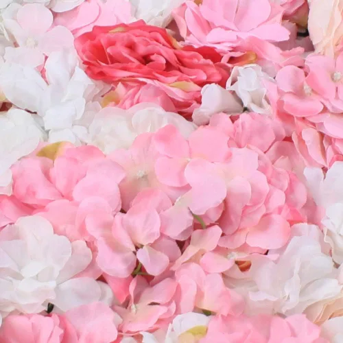 Vista 3 de Paquete de 12 paneles de pared de flores artificiales de 24 x 16 pulgadas, paneles de fondo de flores artificiales de hortensias y rosas