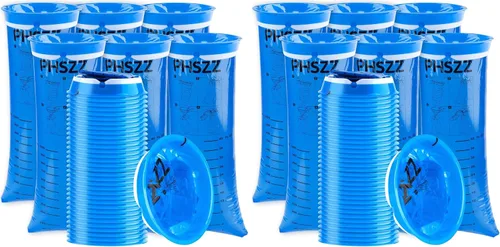 Vista 8 de PHSZZ 100 unidades de bolsas de vómito desechables, bolsas antiderrame, bolsa de vómito azul portátil, 1000 ml de bolsa de emesis para náuseas
