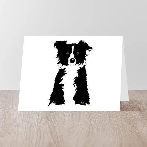 Vista 4 de CafePress Border Collie Tarjetas de felicitación plegadas (paquete de 10) mate