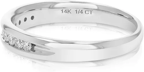 Vista 10 de VIR JEWELS Alianza de boda de diamante de 1/4 quilates a 1 cttw para mujer, anillo de boda de diamante de ajuste cómodo en juego de canales de oro