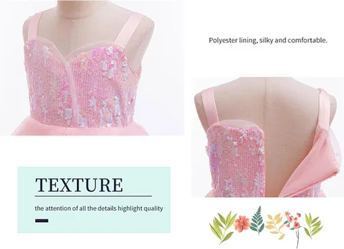 Vista 5 de 9 piezas de disfraz de bruja rosa de Halloween para niñas, vestido de princesa de malla con lentejuelas y accesorios