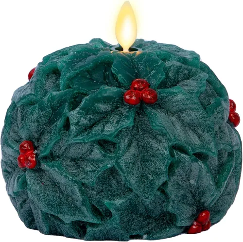 Vista 13 de Luminara - Vela de esfera de cuentas de cristal sin llama para las fiestas con purpurina - Bastón de caramelo rojo - Paquete de 1-4x4.25