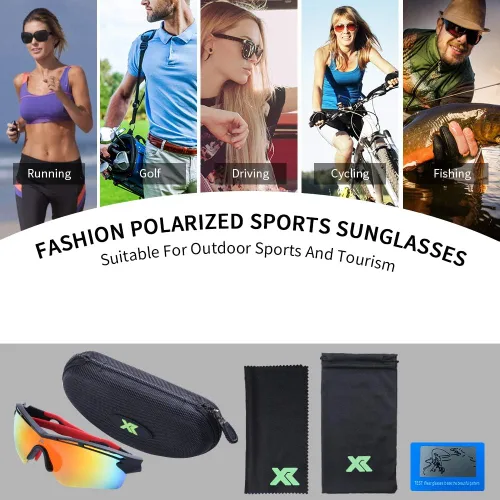 Vista 7 de XR Lentes de sol polarizados para hombres y mujeres protección UV deportes pesca conducción ciclismo TR90 marco ultraligero irrompible