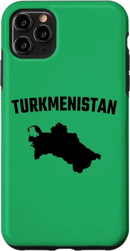 Vista 11 de iPhone 15 Isolated black silhouette of a map of Turkmenistan Case
