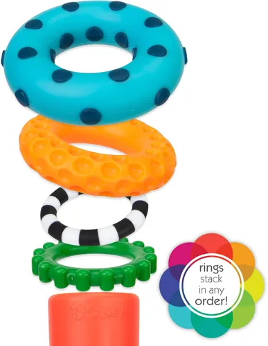 Vista 11 de Anillo de apilado de pilas de círculos de Sassy, juguete de aprendizaje STEM, a partir de 6 meses, multicolor, juego de 9 piezas