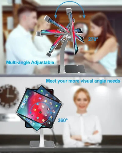 Vista 4 de Soporte antirrobo para tablet de 9 a 14 pulgadas, soporte de piso de escritorio para iPad de seguridad, soporte de pantalla POS resistente