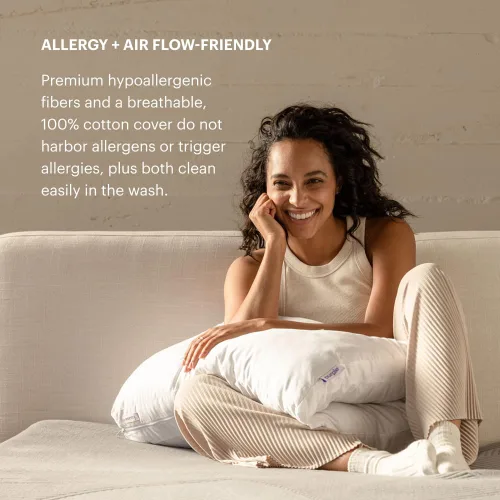 Vista 4 de Purple TwinCloud Almohada Soporte ajustable para un apoyo suave o firme, almohada perfecta para dormir de lado, color blanco