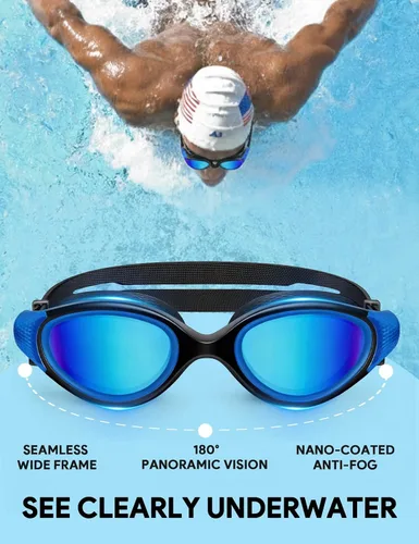 Vista 4 de Gafas de natación para adultos, antiniebla, anti rayos UV, sin fugas, visión clara, gafas de natación para hombres y mujeres, unisex