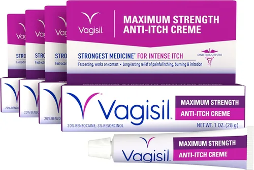 Vista 3 de Vagisil Crema femenina antipicazón de máxima potencia con benzocaína para mujeres, ayuda a aliviar la irritación de la infección por levaduras