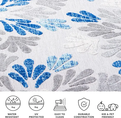 Vista 8 de SAFAVIEH Cabana Collection CBN800F - Alfombra decorativa floral para interiores y exteriores, no desprende pelusa, fácil de limpiar, 2 x 4 pies