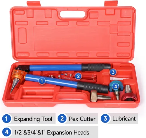 Vista 2 de iCrimp Kit de herramientas de expansión manual con cabezales de expansión de rotación automática, herramienta expansora de mango extensible