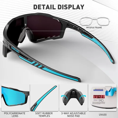 Vista 4 de KAPVOE 3 Lens Cycling Sunglasses Men Women K76