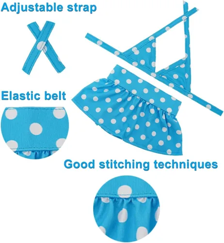 Vista 2 de Bikini para perro, traje de baño de verano para cachorros, ropa de playa, disfraz de gato para cachorro, perro gato (XS, lunares azules)