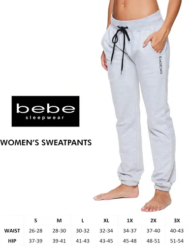 Vista 6 de bebe Womens Sweatpants French Terry Jogger Lounge Sleep Pajamas