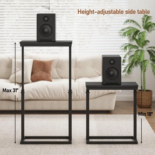 Vista 2 de TUTOTAK Mesa auxiliar, mesa auxiliar, mesa de sofá alta, mesa de sofá, sala de estar, dormitorio, negro TB01BK083P